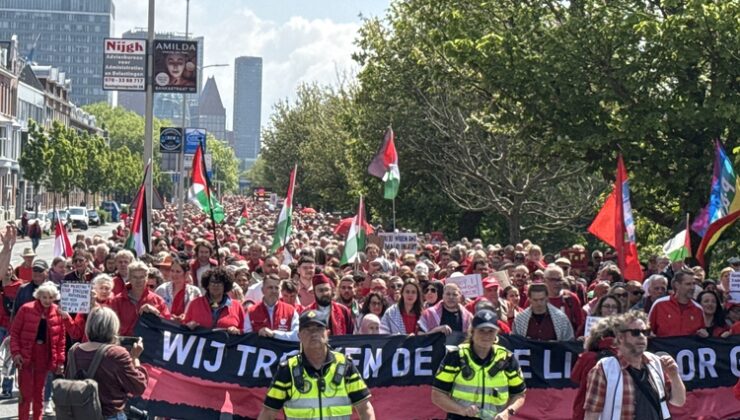 Hollanda’da 100 bin kişi, hükümetin İsrail politikasına karşı tepki gösterdi