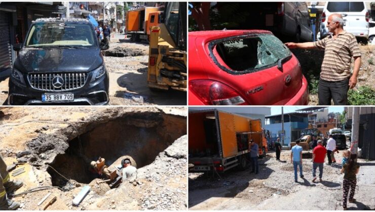 İzmir’de su borusu patladı, çok sayıda araç, ev ve iş yeri zarar gördü