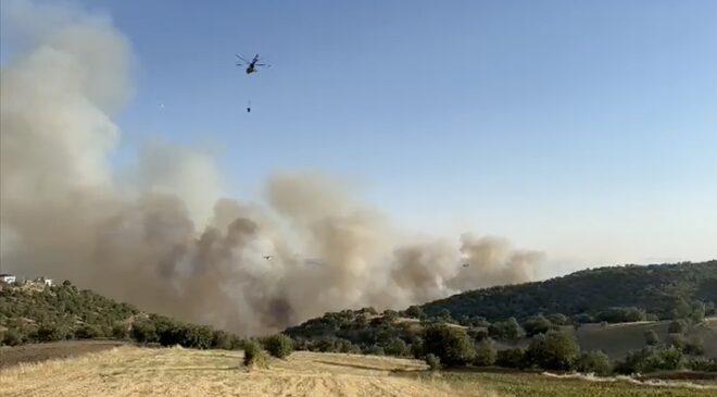 Balıkesir’de çıkan orman yangınına müdahale sürüyor